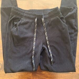 Unisex XS black corduroy joggers with elasticated waist and drawstring